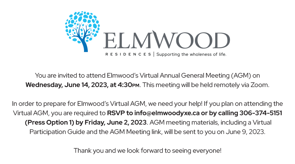 You are invited to attend Elmwood’s Virtual AGM